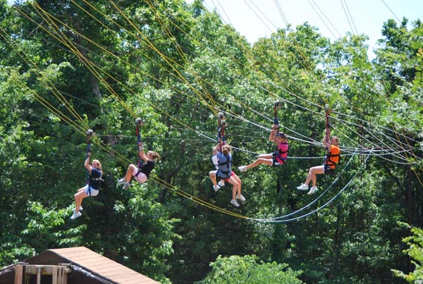 Going down the zipline